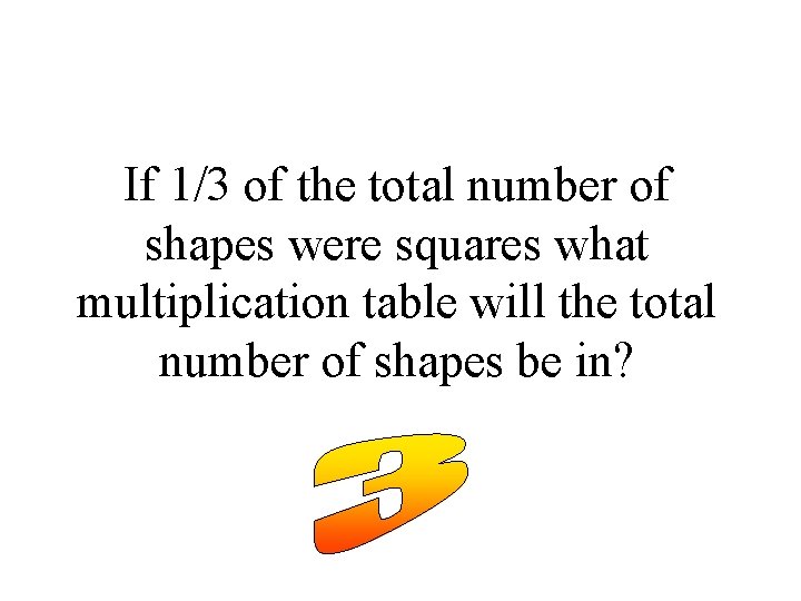 If 1/3 of the total number of shapes were squares what multiplication table will