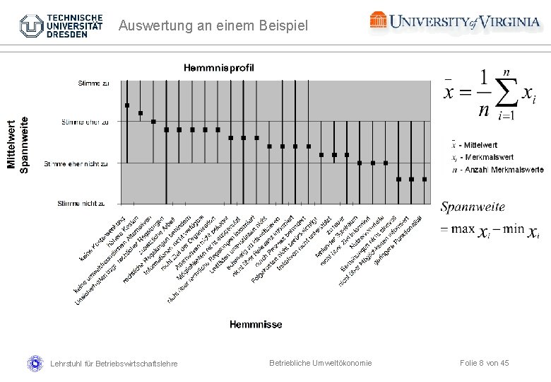 Auswertung an einem Beispiel Lehrstuhl für Betriebswirtschaftslehre Betriebliche Umweltökonomie Folie 8 von 45 