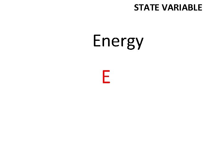 STATE VARIABLE Energy E 