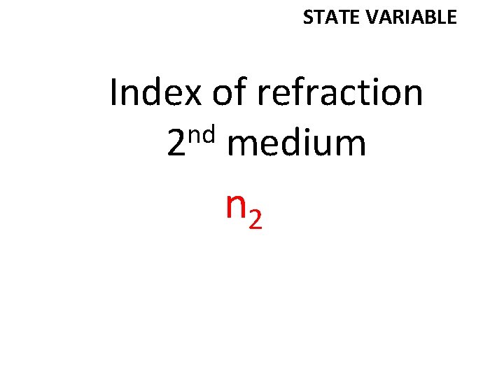 STATE VARIABLE Index of refraction nd 2 medium n 2 