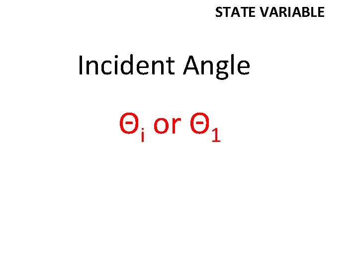 STATE VARIABLE Incident Angle Θi or Θ 1 