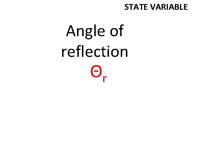STATE VARIABLE Angle of reflection Θr 