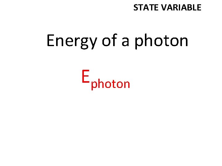 STATE VARIABLE Energy of a photon Ephoton 
