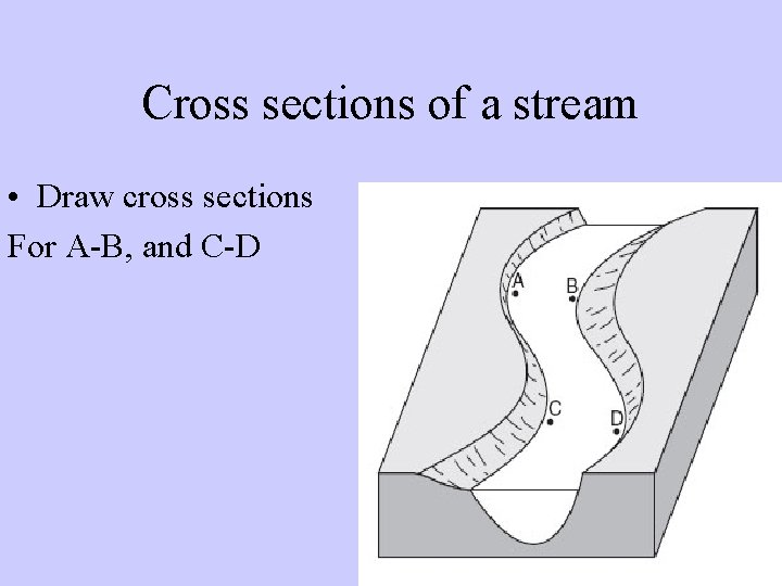 Cross sections of a stream • Draw cross sections For A-B, and C-D 