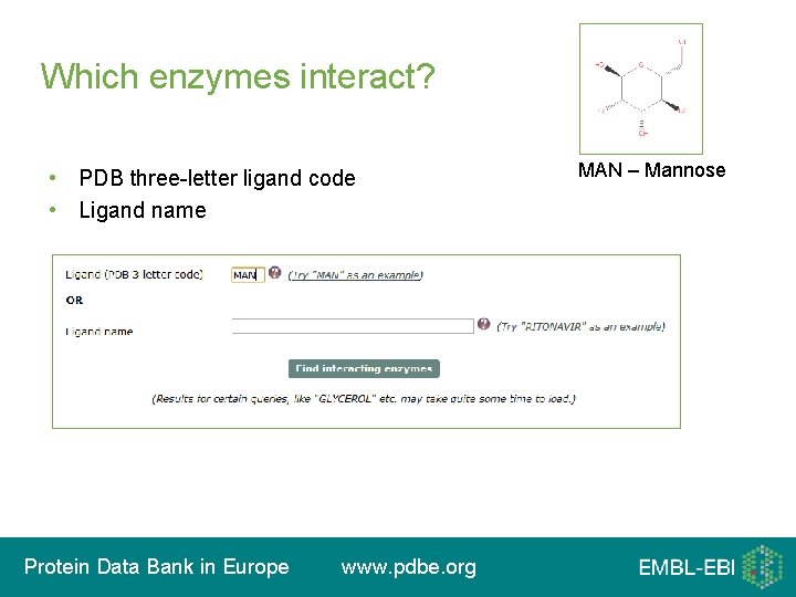 Which enzymes interact? • PDB three-letter ligand code • Ligand name Protein Data Bank
