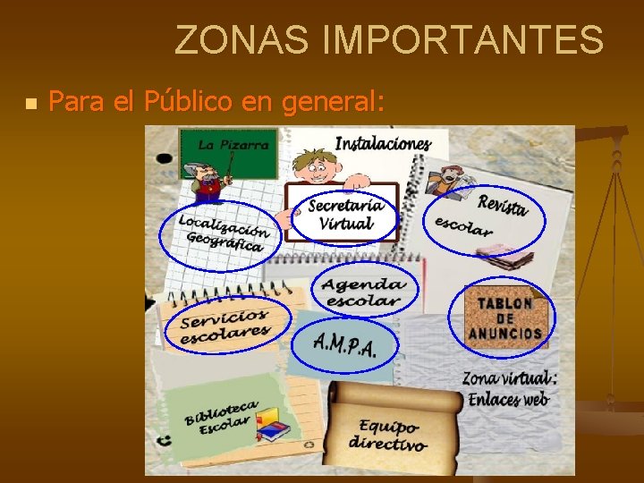ZONAS IMPORTANTES n Para el Público en general: 