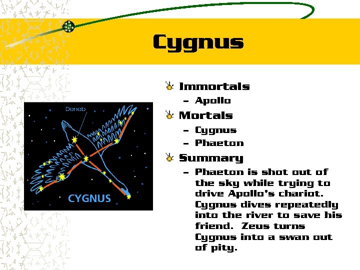 Cygnus Immortals – Apollo Mortals – Cygnus – Phaeton Summary – Phaeton is shot