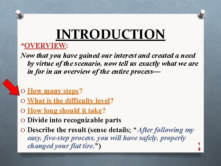 INTRODUCTION *OVERVIEW: Now that you have gained our interest and created a need by