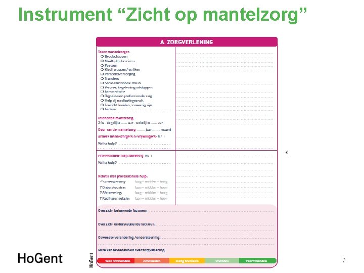 Instrument “Zicht op mantelzorg” 7 