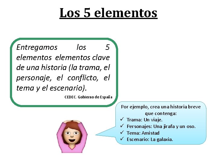 Los 5 elementos Entregamos los 5 elementos clave de una historia (la trama, el