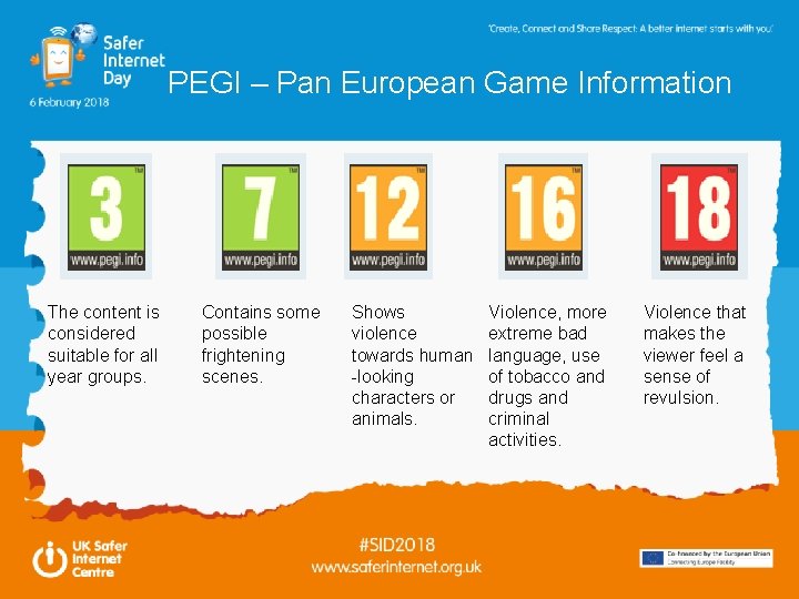 PEGI – Pan European Game Information The content is considered suitable for all year