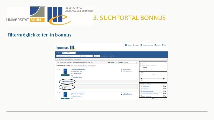 3. SUCHPORTAL BONNUS Filtermöglichkeiten in bonnus 