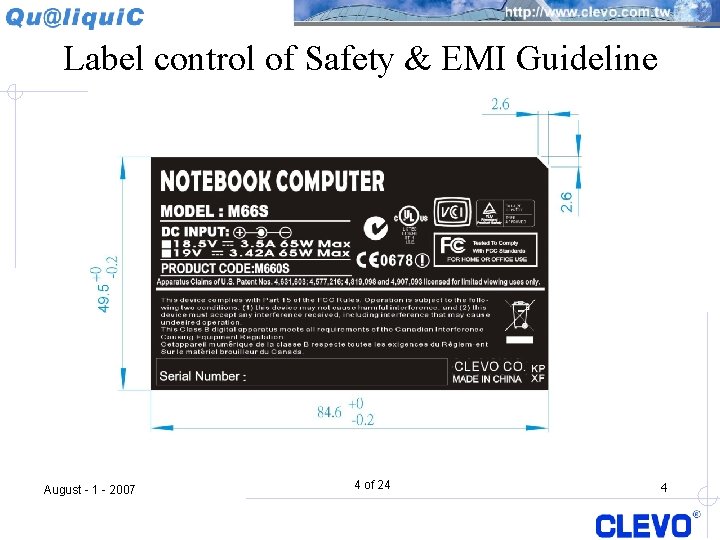 Label control of Safety & EMI Guideline August - 1 - 2007 4 of