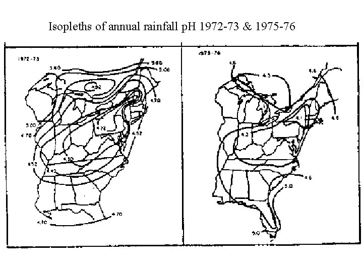 Isopleths of annual rainfall p. H 1972 -73 & 1975 -76 