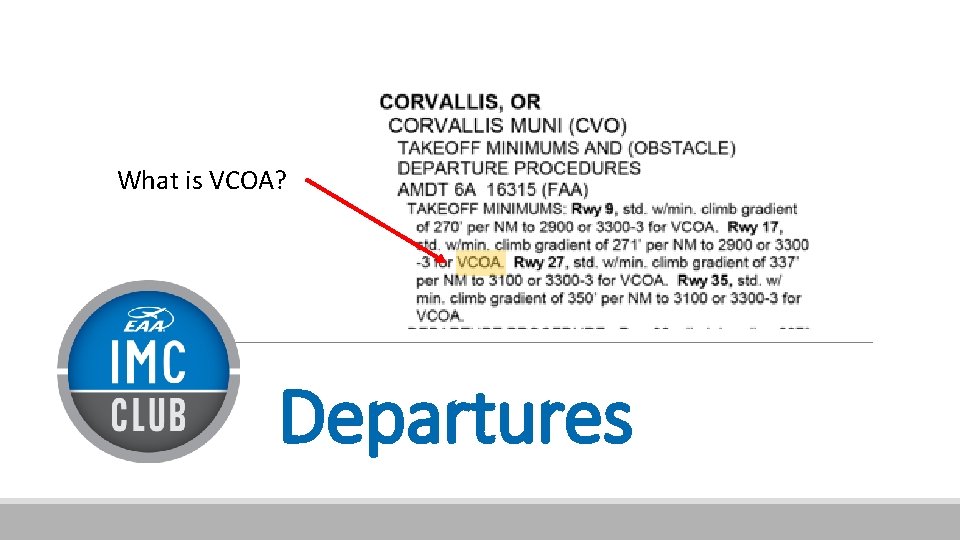 What is VCOA? Departures 
