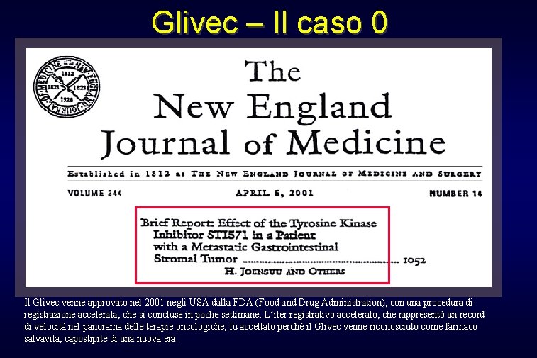 Glivec – Il caso 0 Il Glivec venne approvato nel 2001 negli USA dalla