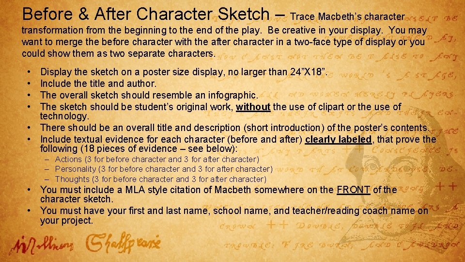 Before & After Character Sketch – Trace Macbeth’s character transformation from the beginning to