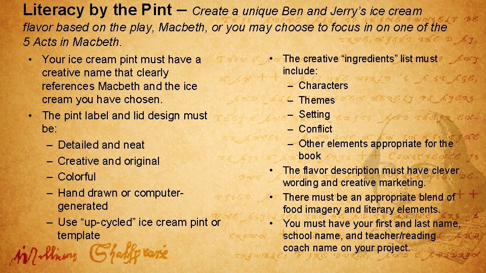 Literacy by the Pint – Create a unique Ben and Jerry’s ice cream flavor