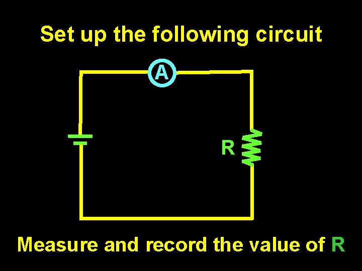 Set up the following circuit A R Measure and record the value of R