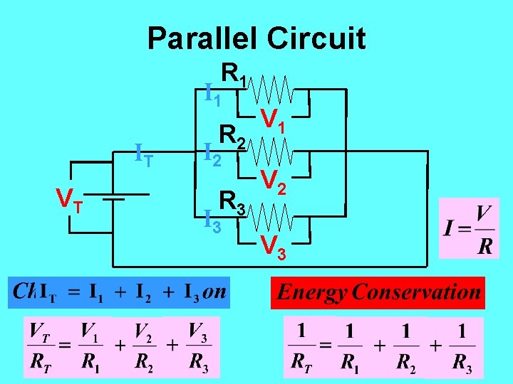 Parallel Circuit R 1 IT VT R 2 I 2 R 3 I 3