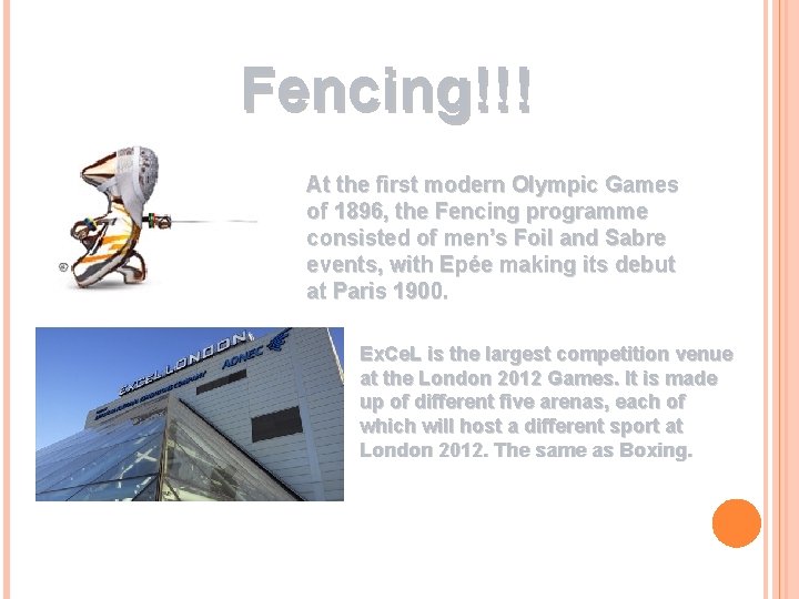 Fencing!!! At the first modern Olympic Games of 1896, the Fencing programme consisted of