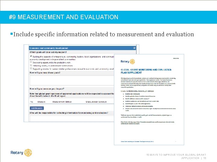 #9 MEASUREMENT AND EVALUATION §Include specific information related to measurement and evaluation 10 WAYS