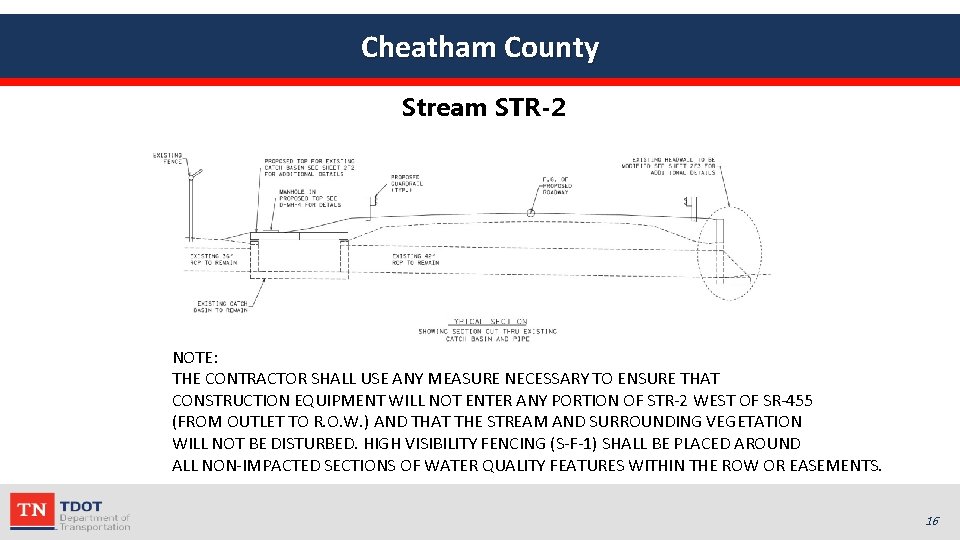 Cheatham County Stream STR-2 NOTE: THE CONTRACTOR SHALL USE ANY MEASURE NECESSARY TO ENSURE