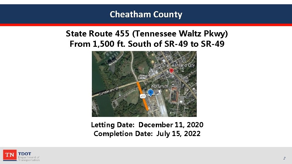 Cheatham County State Route 455 (Tennessee Waltz Pkwy) From 1, 500 ft. South of