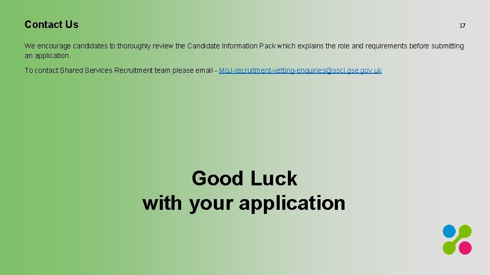 Contact Us 17 We encourage candidates to thoroughly review the Candidate Information Pack which