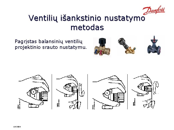 Ventilių išankstinio nustatymo metodas Pagrįstas balansinių ventilių projektinio srauto nustatymu. 10 -2004 