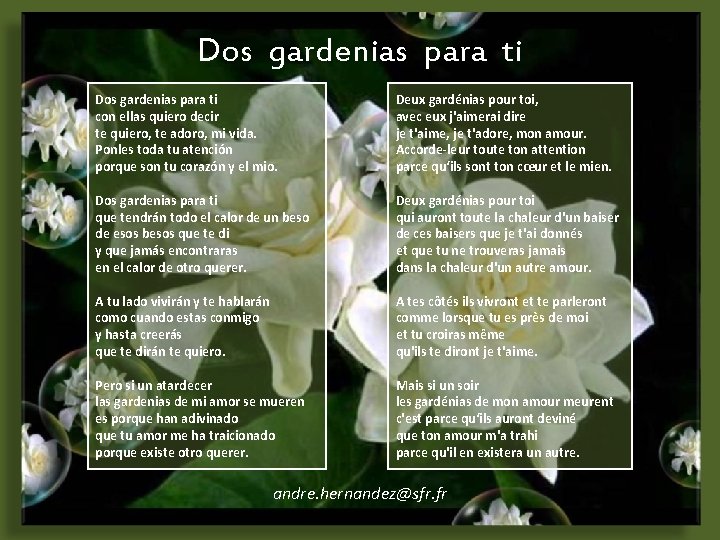 Dos gardenias para ti con ellas quiero decir te quiero, te adoro, mi vida.