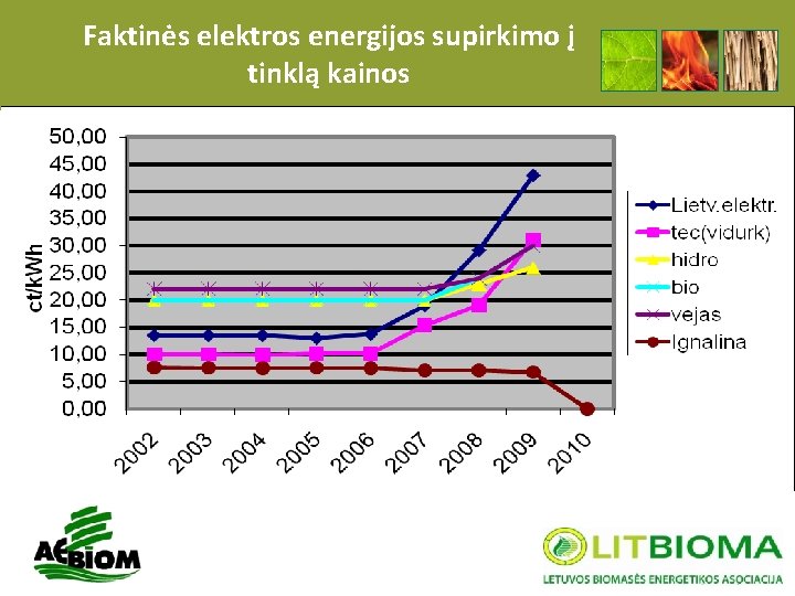 Faktinės elektros energijos supirkimo į tinklą kainos 