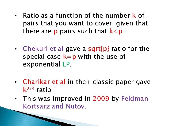  • Ratio as a function of the number k of pairs that you