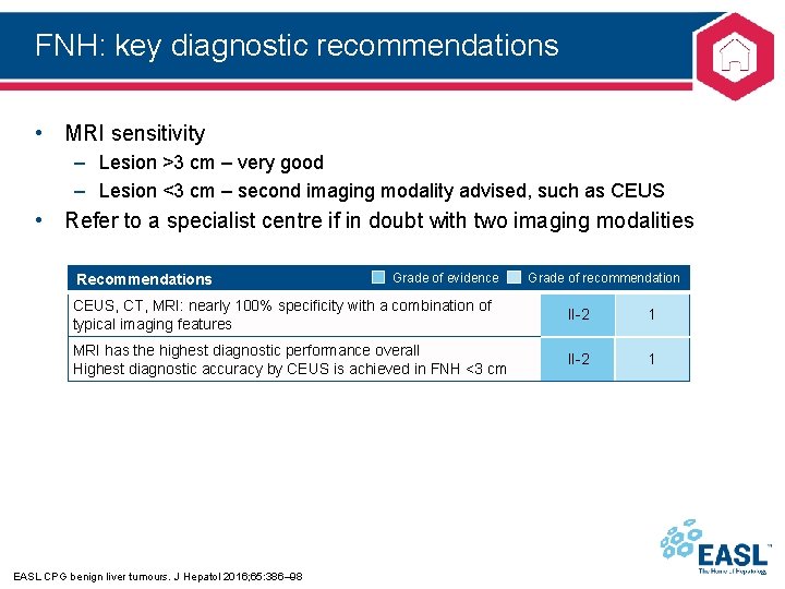 FNH: key diagnostic recommendations • MRI sensitivity – Lesion >3 cm – very good