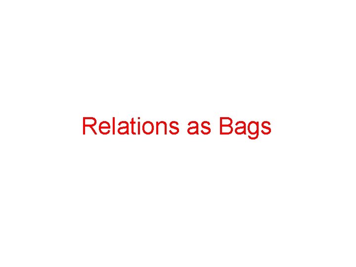Relations as Bags 