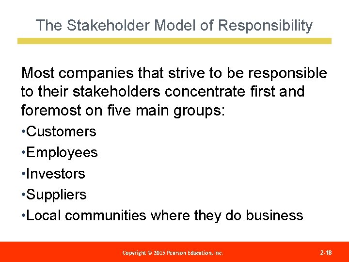 The Stakeholder Model of Responsibility Most companies that strive to be responsible to their