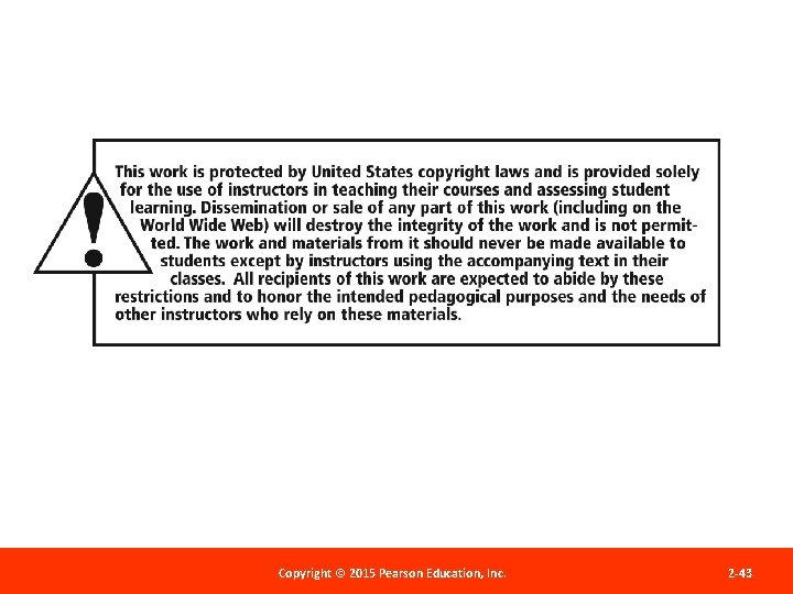 Copyright©© 2015 2012 Pearson. Education, Inc. Copyright Publishing as Prentice Hall 2 -43 