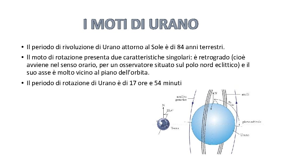 I MOTI DI URANO • Il periodo di rivoluzione di Urano attorno al Sole