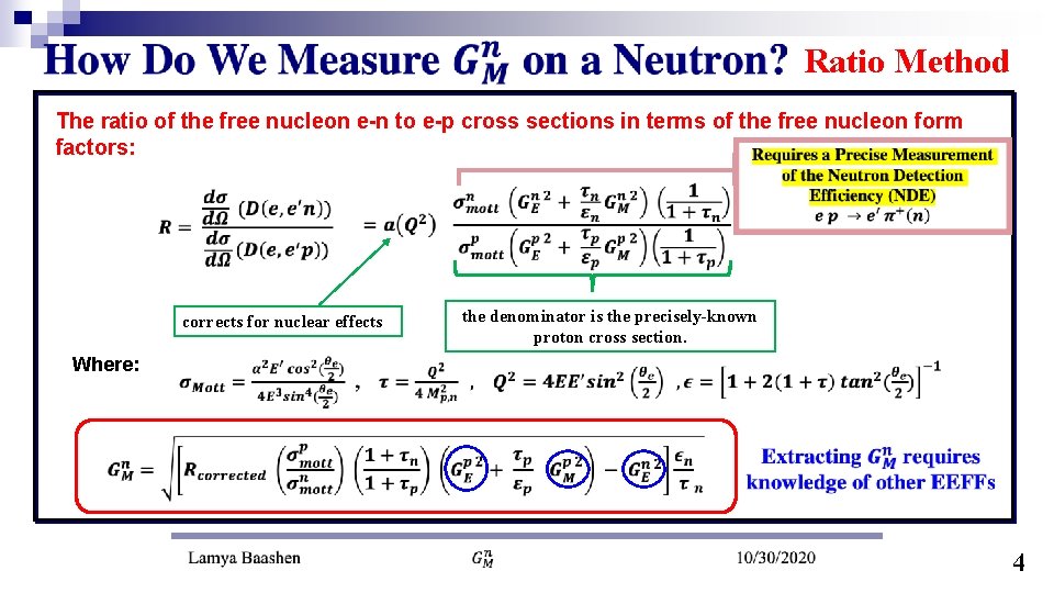  Ratio Method The ratio of the free nucleon e-n to e-p cross sections