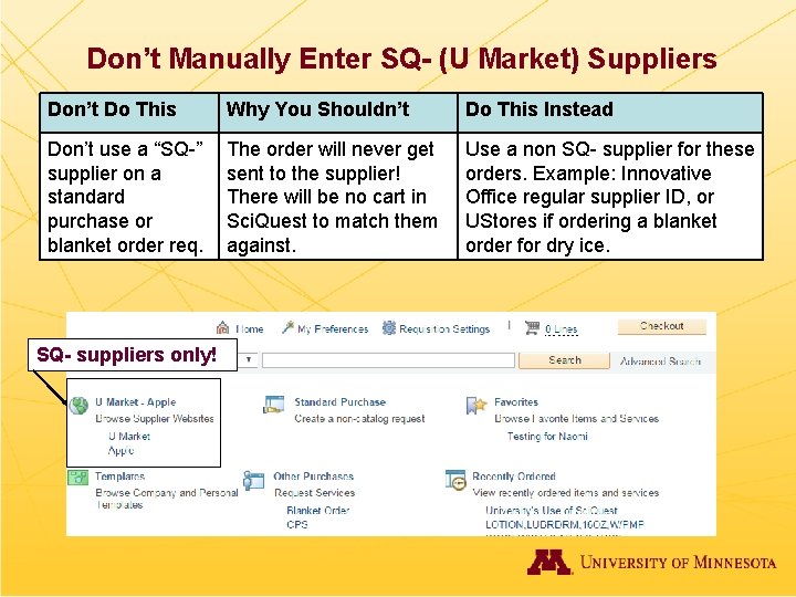 Don’t Manually Enter SQ- (U Market) Suppliers Don’t Do This Why You Shouldn’t Do