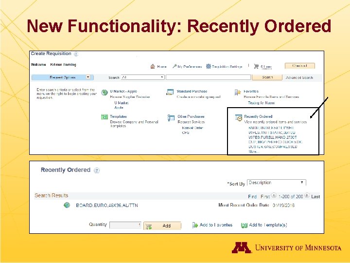 New Functionality: Recently Ordered 
