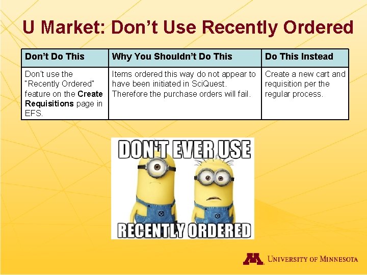 U Market: Don’t Use Recently Ordered Don’t Do This Why You Shouldn’t Do This