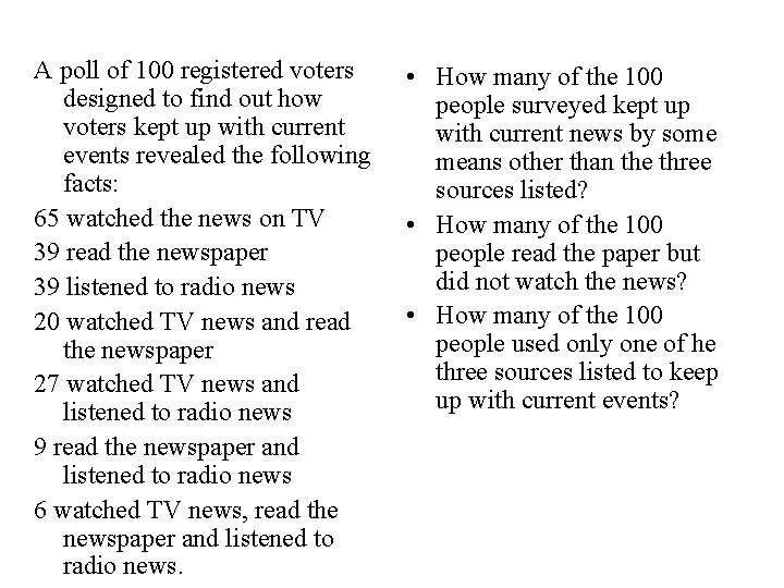 A poll of 100 registered voters designed to find out how voters kept up