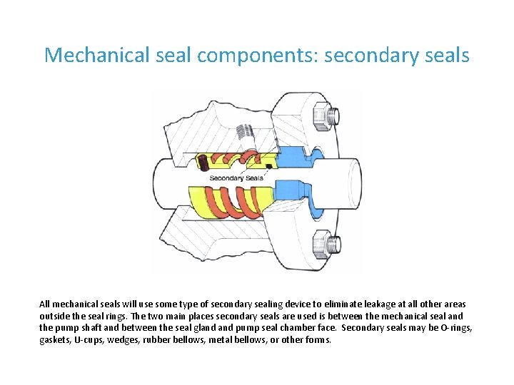 Mechanical seal components: secondary seals All mechanical seals will use some type of secondary
