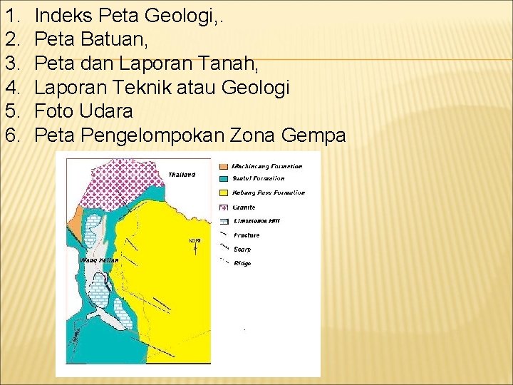 1. 2. 3. 4. 5. 6. Indeks Peta Geologi, . Peta Batuan, Peta dan