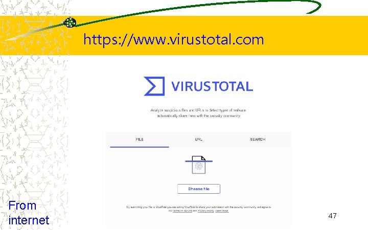 https: //www. virustotal. com From internet 47 https: //www. virustotal. com From internet 47
