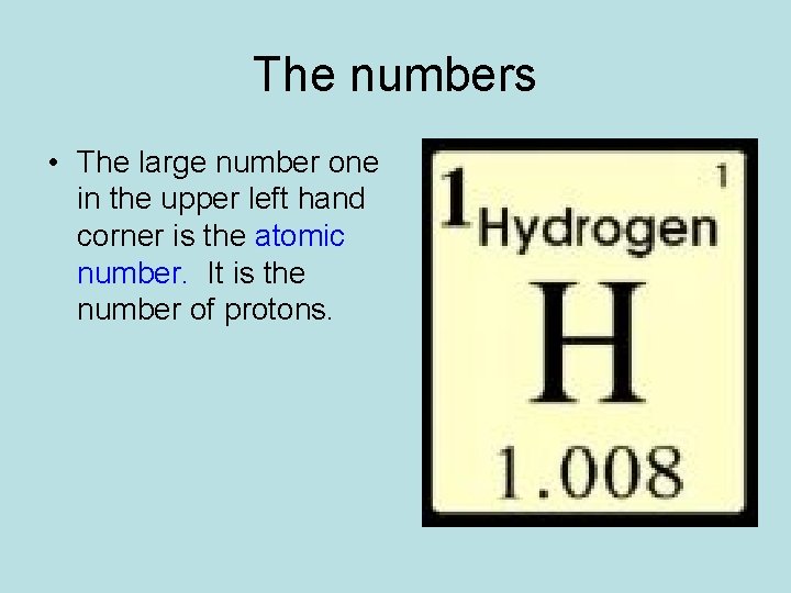The numbers • The large number one in the upper left hand corner is