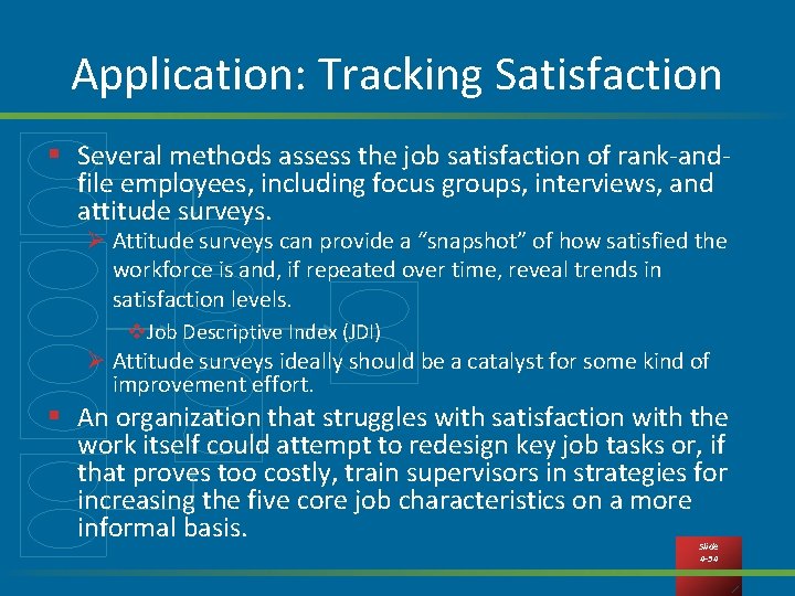 Application: Tracking Satisfaction § Several methods assess the job satisfaction of rank-andfile employees, including Application: Tracking Satisfaction § Several methods assess the job satisfaction of rank-andfile employees, including