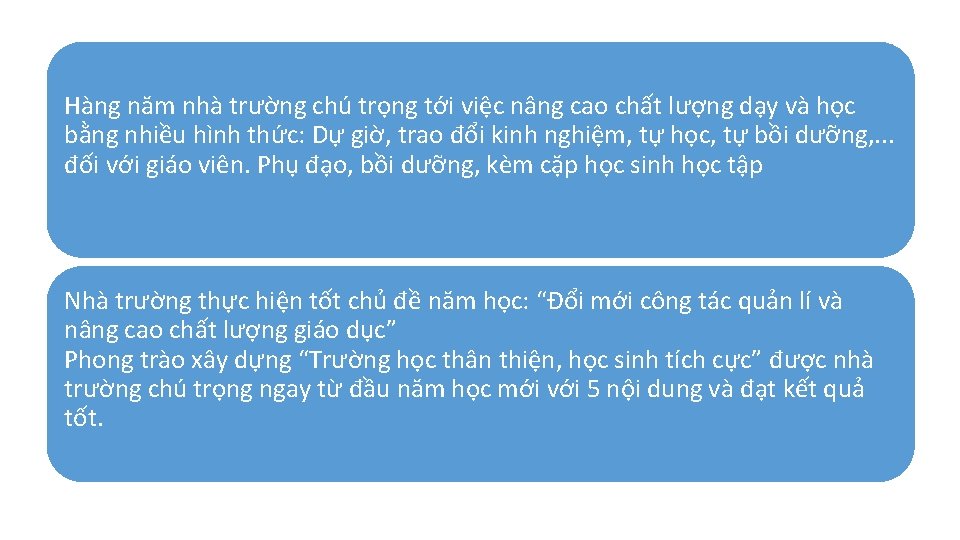 Hàng năm nhà trường chú trọng tới việc nâng cao chất lượng dạy và