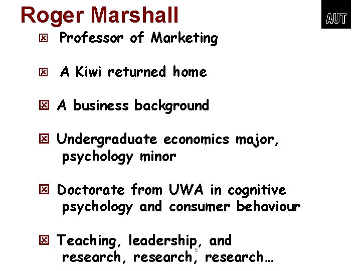 Roger Marshall ý Professor of Marketing ý A Kiwi returned home ý A business